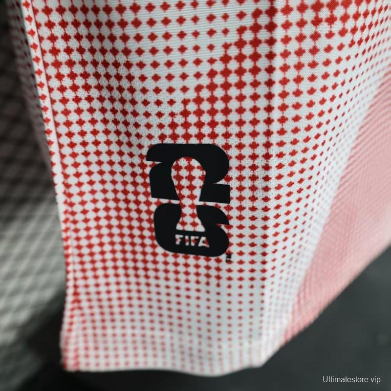 2025 Player Version  Canada Away White with Red Halftone Gradient Pattern World Cup Commemorative Jersey