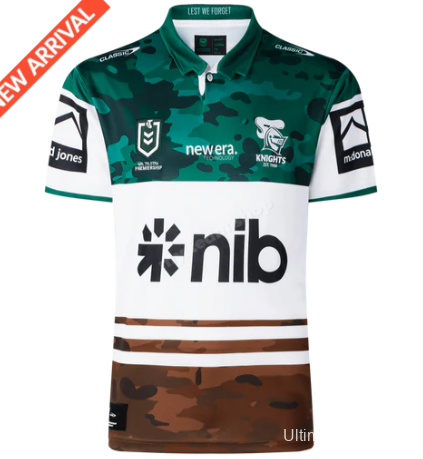 25/26 Newcastle Knights White with Green and Brown Camouflage Jersey