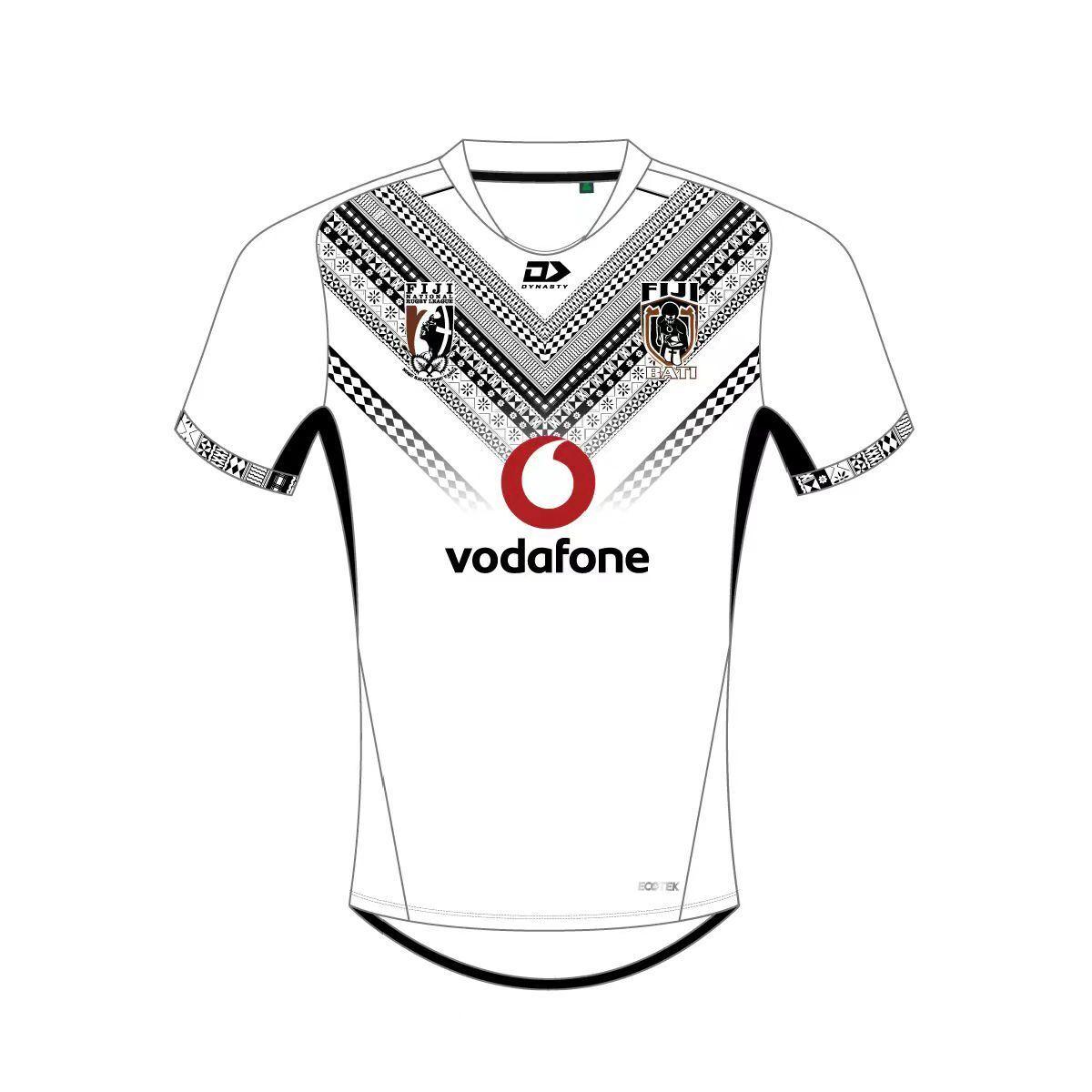 2026 Fiji Warriors White with Black Tribal Pattern Jersey
