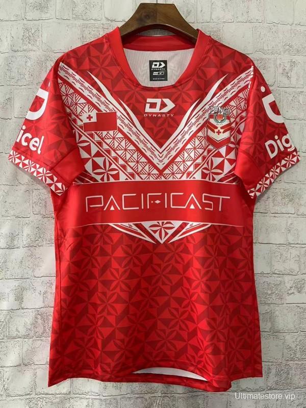 2026 Tonga Rugby League Red with Traditional Polynesian Geometric Pattern Jersey