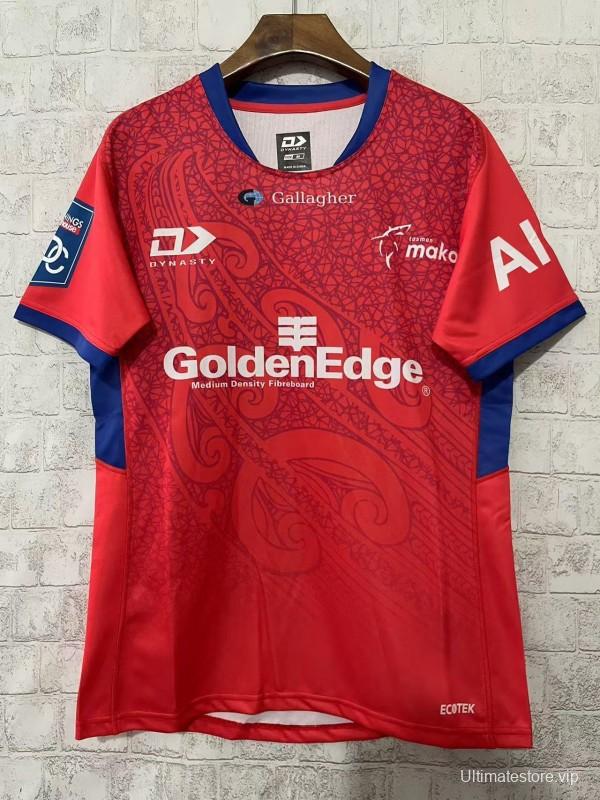 25/26 Tasman Mako Red with Maori Tribal Pattern Jersey