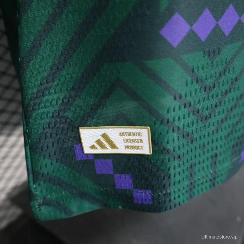 Player Version 2026 Saudi Arabia Home Green with Geometric Diamond Pattern Jersey