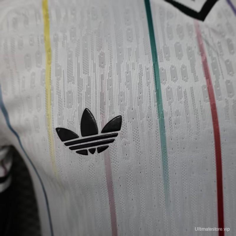 Player Version 2026 Japan Away White with Colorful Vertical Stripe Pattern Jersey