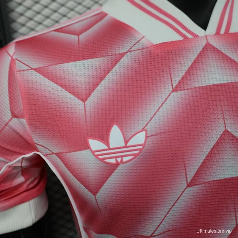 Retro Player Version  1988/89 Real Madrid Third Pink with Geometric Chevron Pattern Jersey