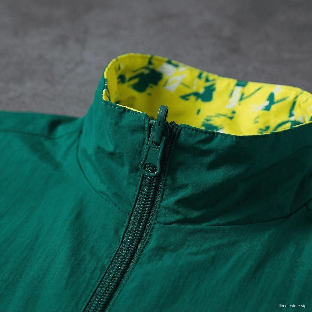 2026 Real Betis Green And Yellow  Reversible Full Zipper Jacket