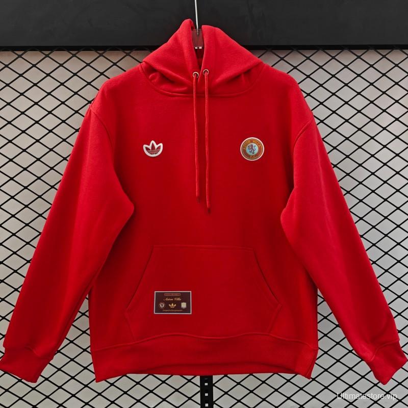 Player Version 2026  Aston Villa x Adidas Home Embroidered Fleece Hoodie 9 Colors
