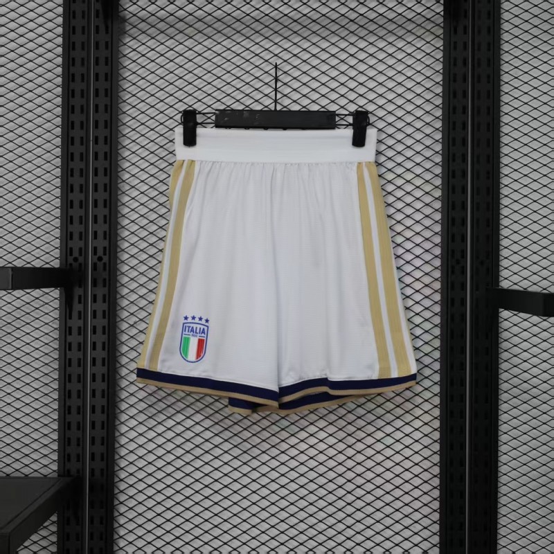 2026 Player Version  Italy Home White with Gold Stripes Shorts