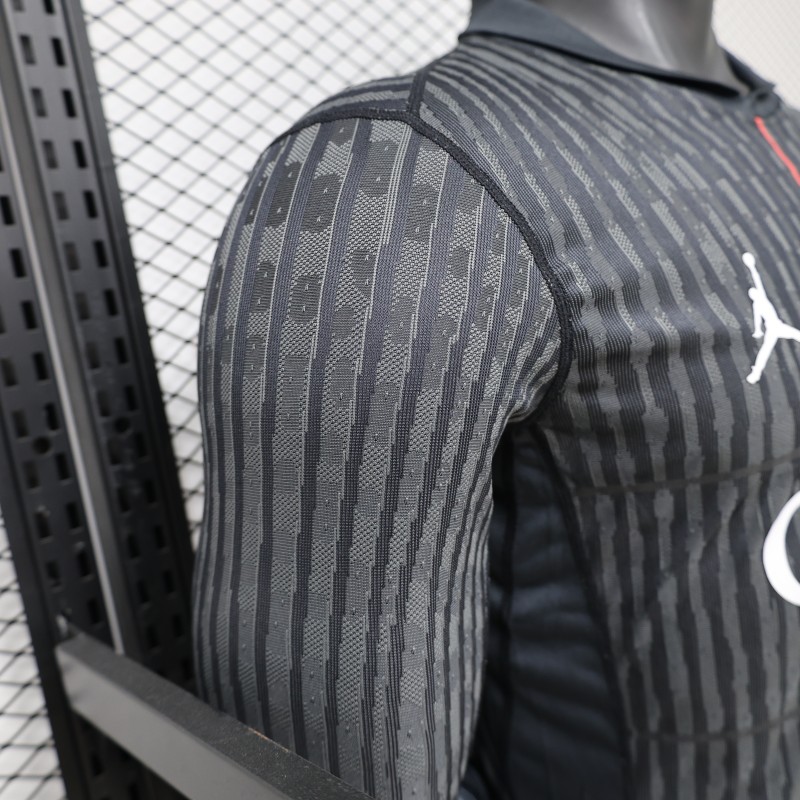 Player Version PSG 25/26 Paris Saint-Germain Black with Grey  Long Sleeve Jersey