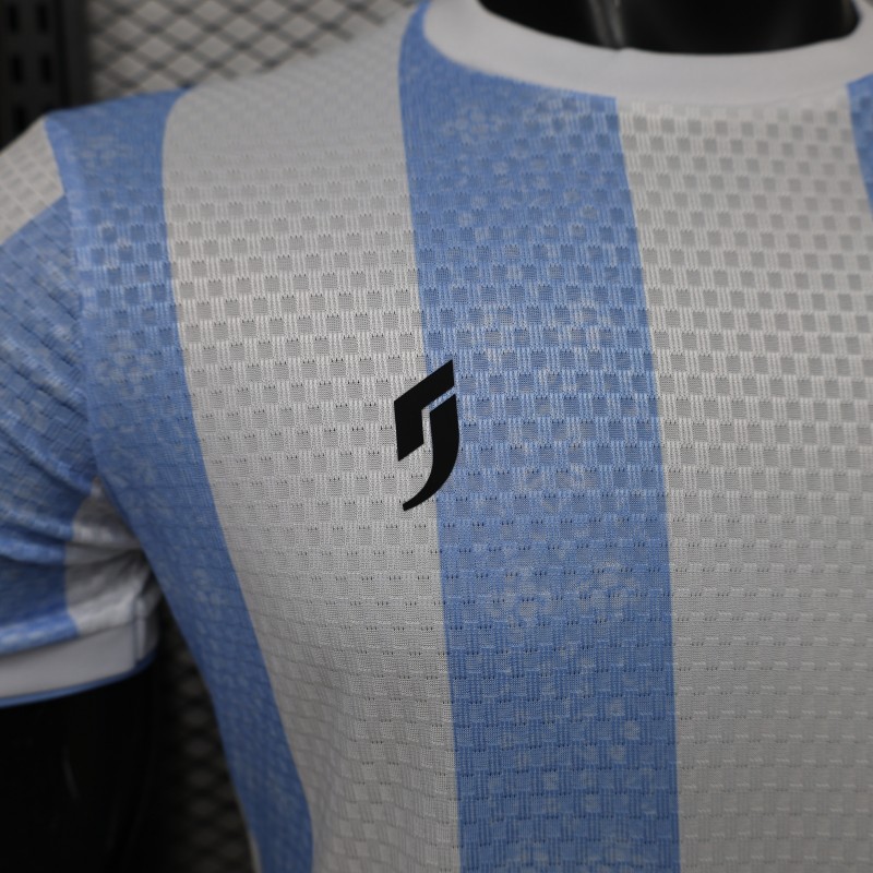 Player Version 2027 Argentina Home White & Light Blue Stripe Maradona Tribute Jersey