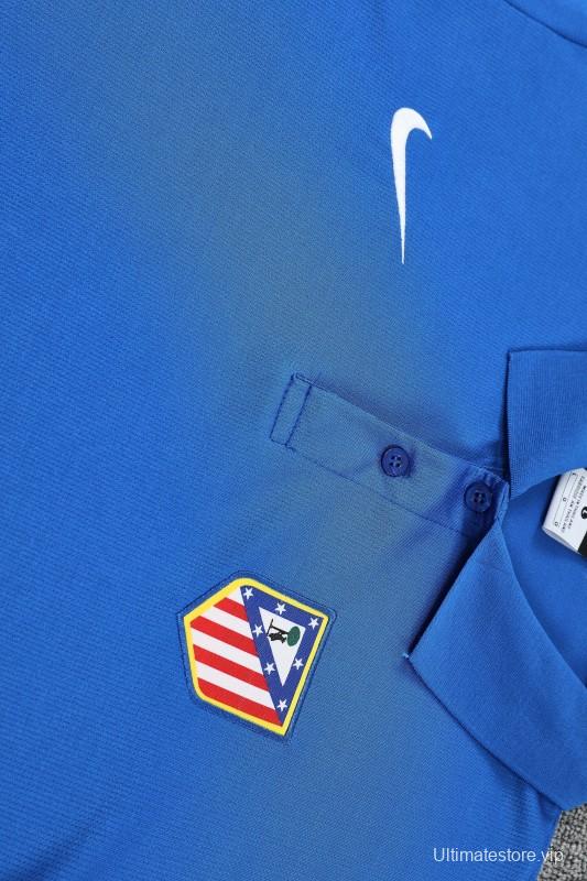 26/27  Atletico Madrid Blue  Polo Training Shirt + Long Pants Tracksuit