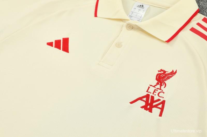 26/27  Liverpool White  Polo Training Shirt + Long Pants Tracksuit