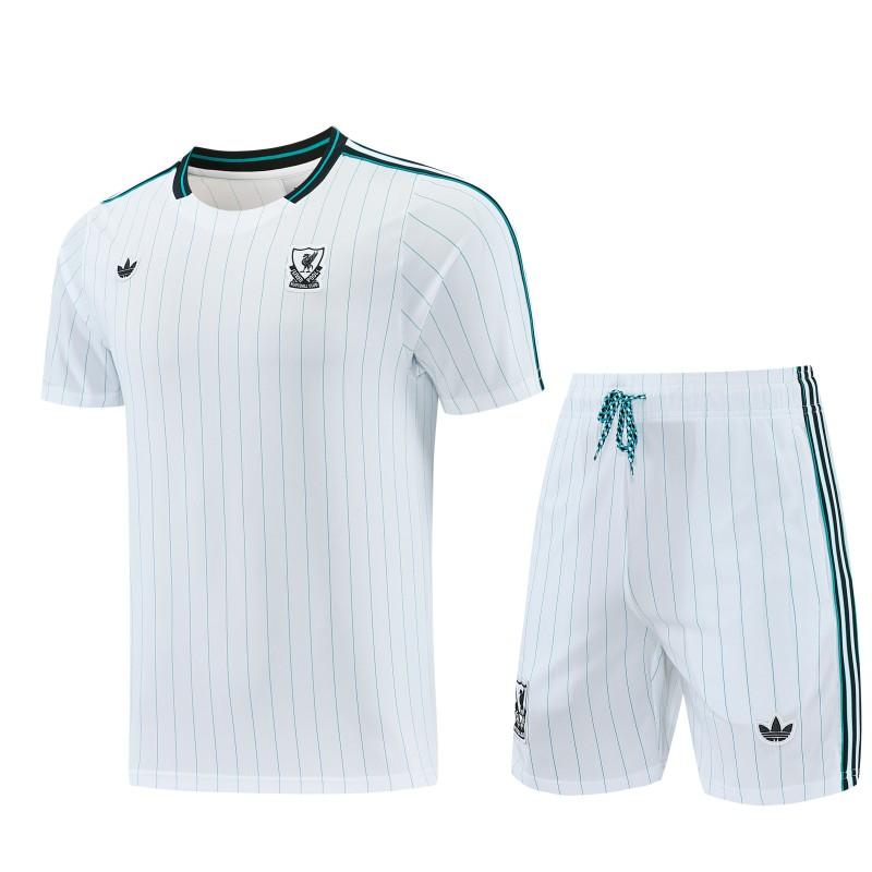 26/27  Liverpool White Short Sleeve+Soccer Shorts