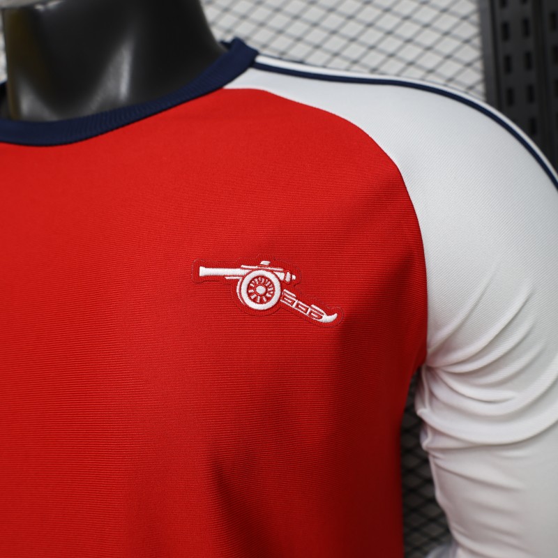Player Version 2026  Arsenal x Adidas Originals Retro Red with White Long Sleeve Raglan Home Jersey