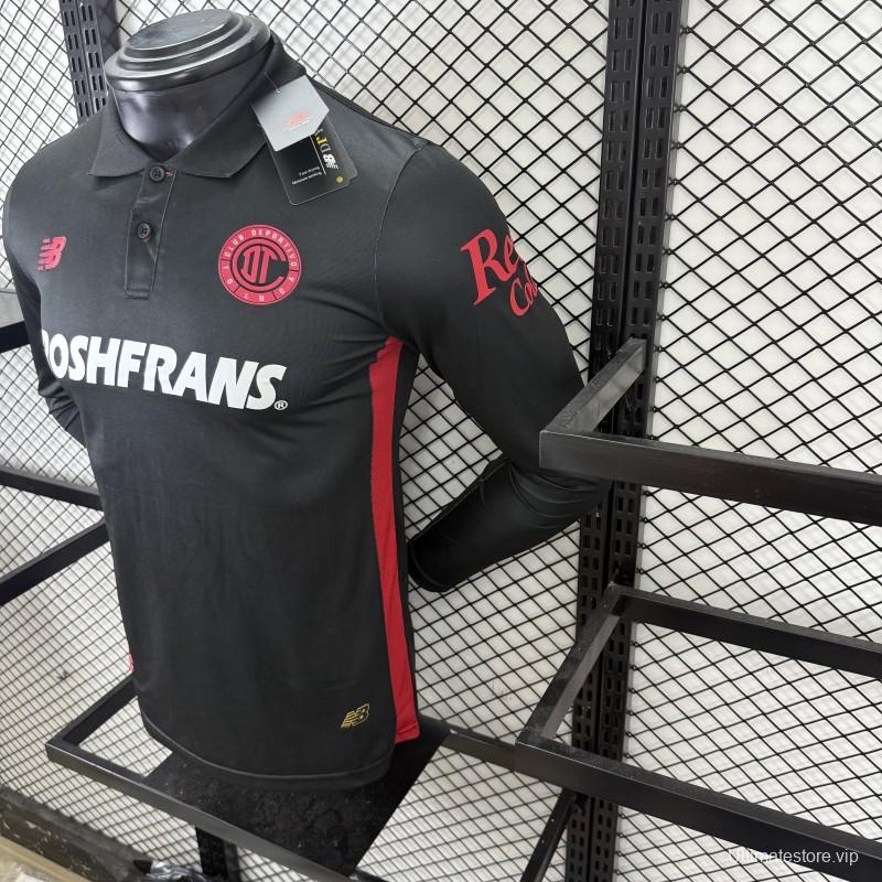 Player Version 25/26 Deportivo Toluca FC Black Goalkeeper Long Sleeve Jersey with Polo Collar