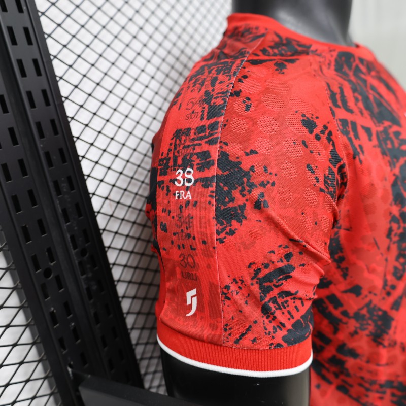 Player Version 2026 Canada National Team Red with Black Grunge Print Home Jersey