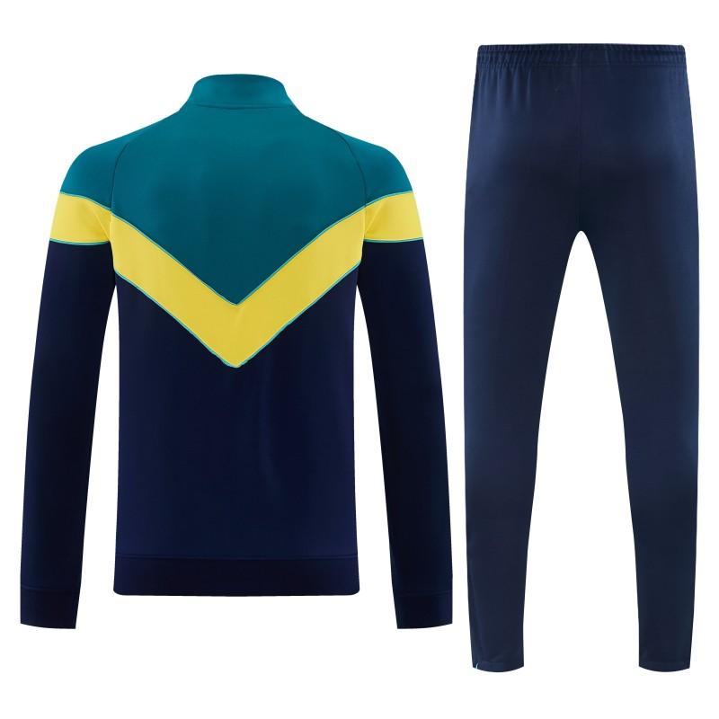 26/27 Brazil Teal&Navy Blue Full Zipper Jacket Tracksuit + Long Pants