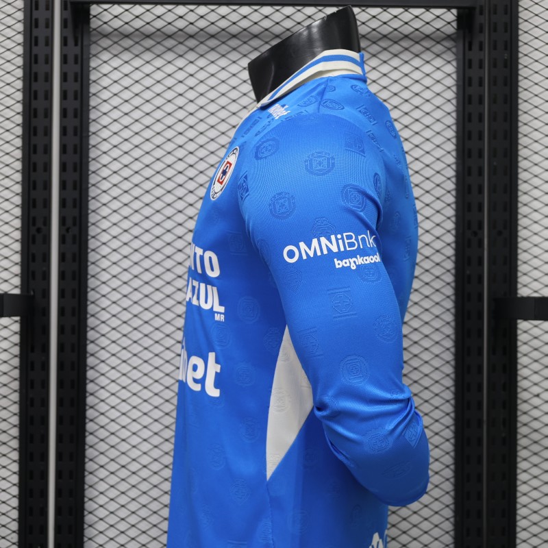 Player Version 26/27 Cruz Azul Home  Long Sleeve Blue Jersey