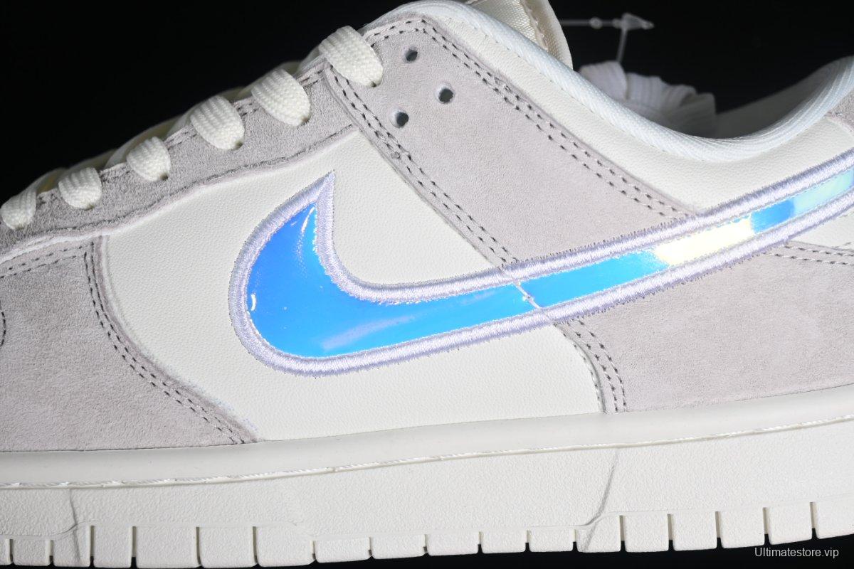 Nk Dunk Low "Iridescent Swoosh" Beige Rainbow SB Low-Top Sneakers