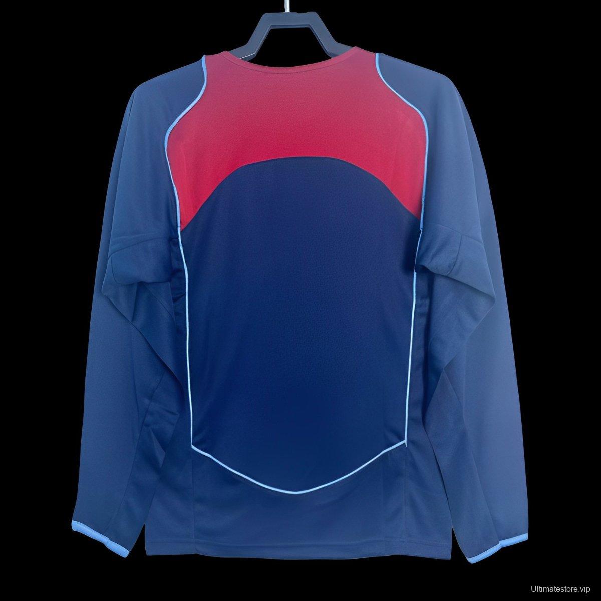 Retro 04/05 Long Sleeve Atletico Madrid Away Blue Jersey