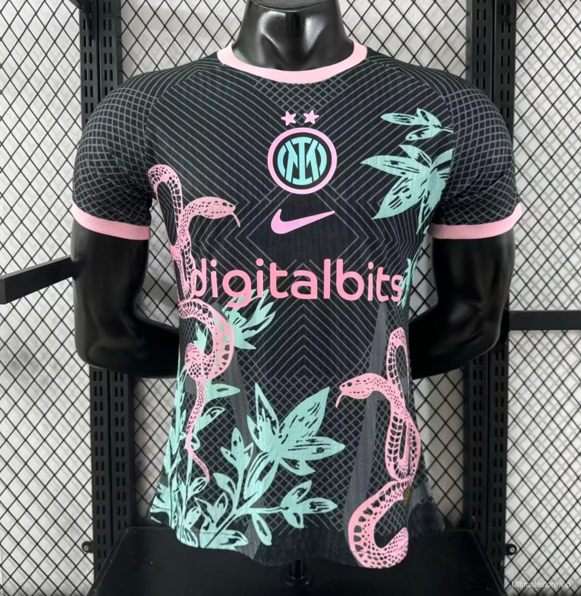 Player Version 25/26 Inter Milan Black with Snake and Floral Pattern Jersey