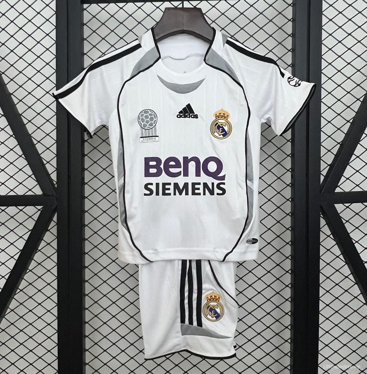 Retro 06/07 Kids Real Madrid Home Size 16-28 Jersey
