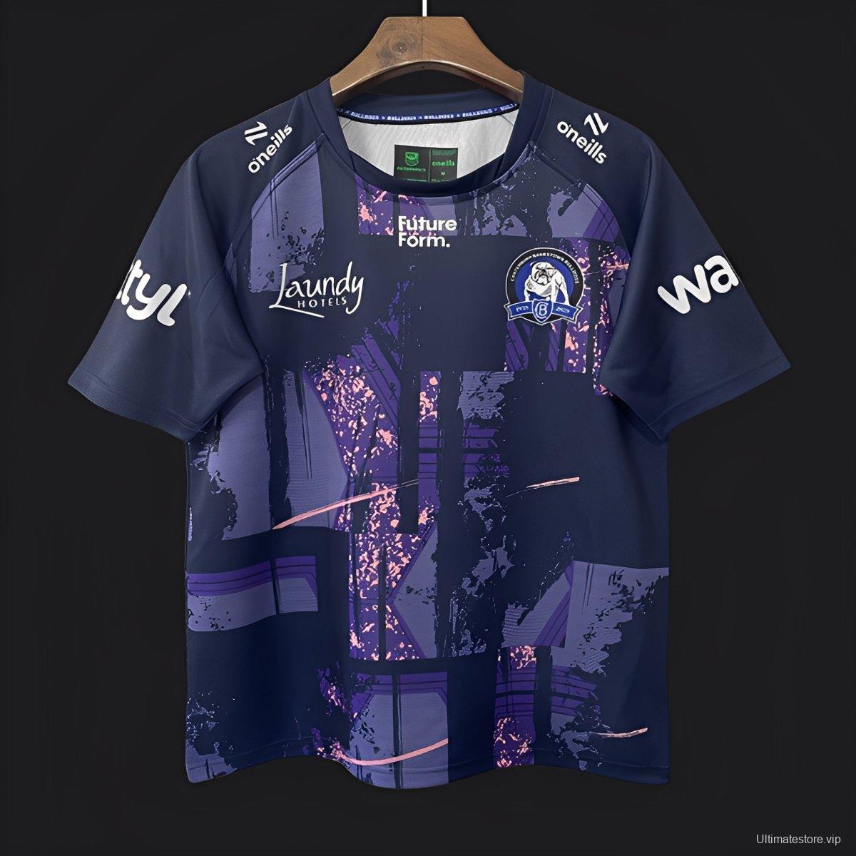 25/26 Canterbury-Bankstown Bulldogs Navy with Purple and Pink Abstract Art Pattern Jersey