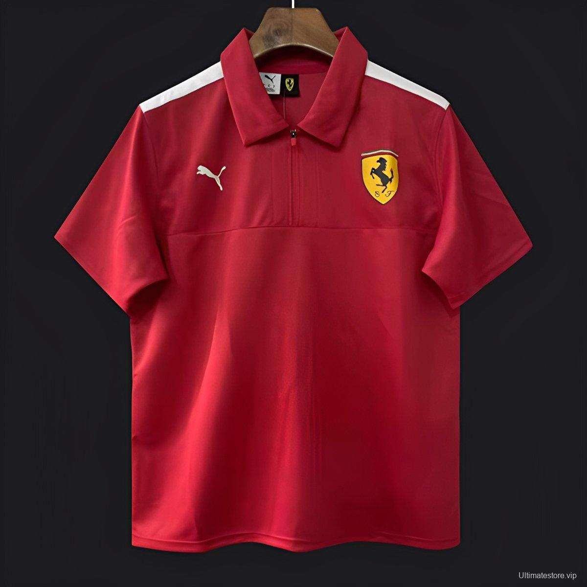 25/26 F1 Scuderia Ferrari Red with White Shoulder Stripes Polo Jersey