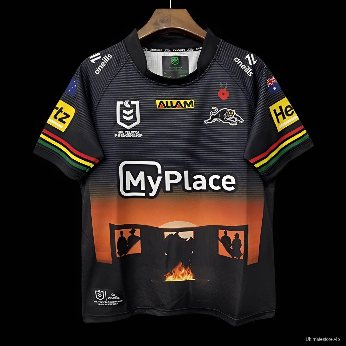 25/26 Penrith Panthers Black with ANZAC Commemoration Design Jersey