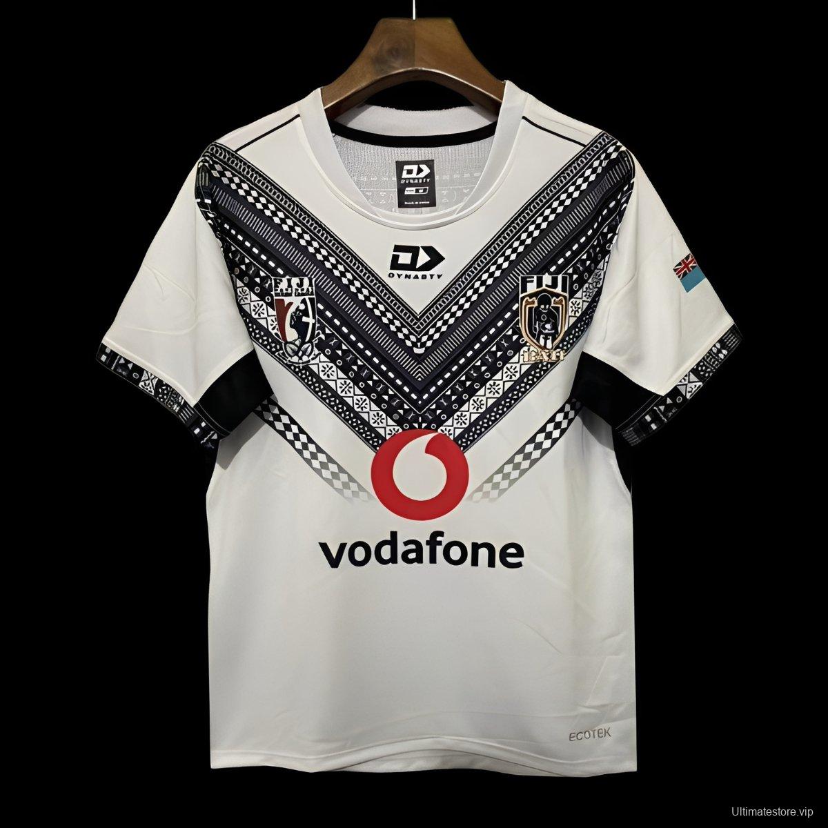 2026 Fiji Warriors White with Black Tribal Pattern Jersey
