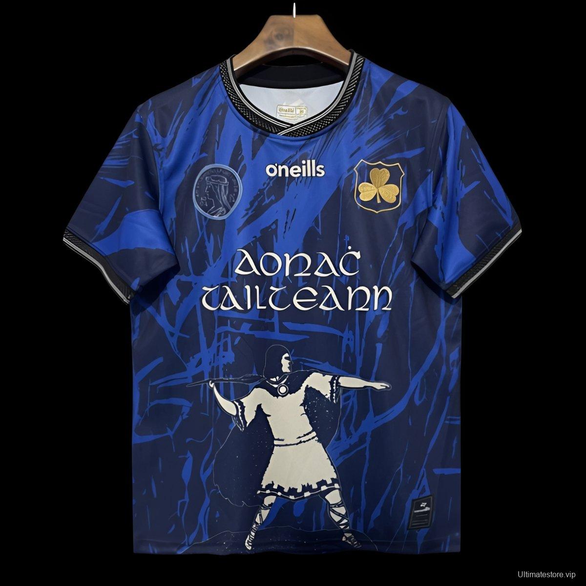 25/26 Tipperary GAA Blue with Warrior Silhouette and Abstract Pattern Jersey