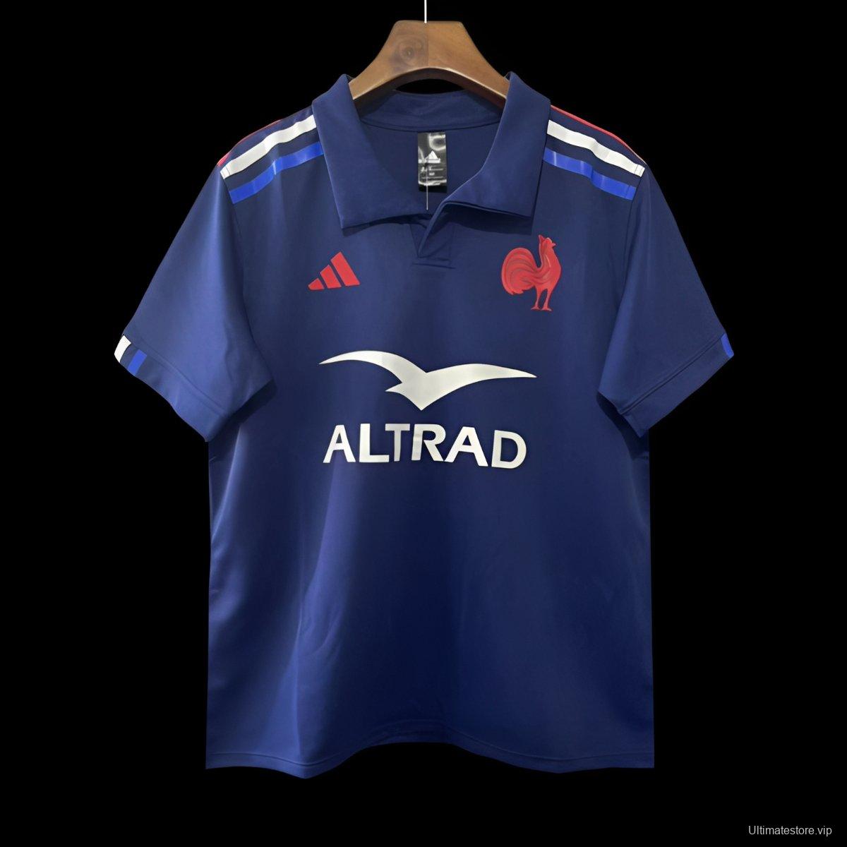 2025 France Navy Blue with Tricolor Stripes Home Jersey