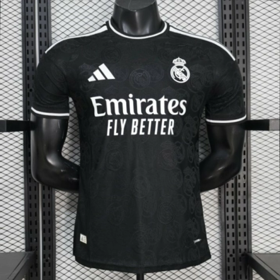 25/26 Player Version Real Madrid Black with Subtle Crest Pattern Jersey