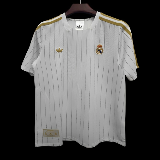 2026 Real Madrid Adidas Terrace Icons White Gold Jersey