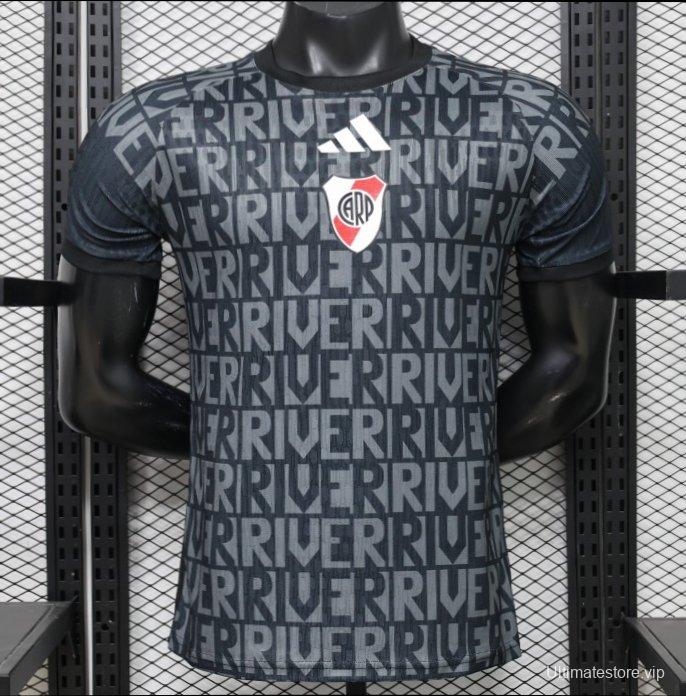 Player Version 26/27 River Plate Away Black with All-Over Letter Print Jersey