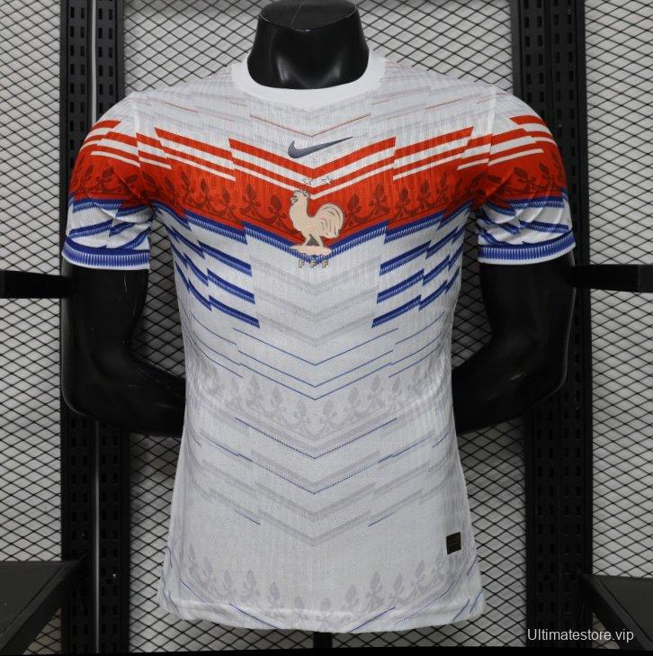 Player Version 2026 France Away White with Red & Blue Chevron Stripe Special Edition Jersey