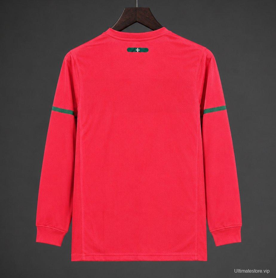 Retro  2010 Portugal Home Long Sleeve Jersey