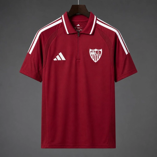 26/27 Sevilla Training Burgundy Polo Jersey