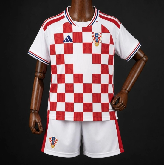 2026 Kids Croatia Home Red White Jersey